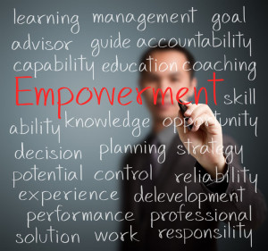 26051166 - business man writing empowerment concept