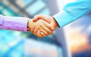 Shaking hands of two business people