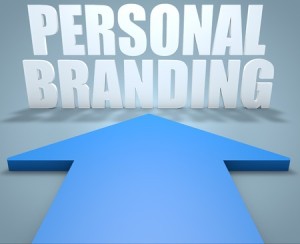 Personal Branding - 3d render concept of blue arrow pointing to text.